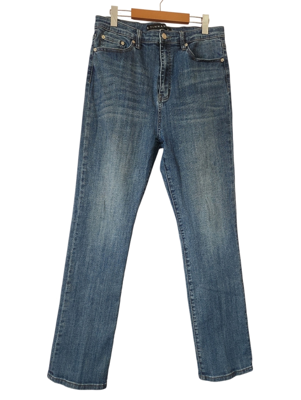 Tin Haul 525 Rachel Western Straight Slight Flare Leg Jeans Horseshoe Pockets
